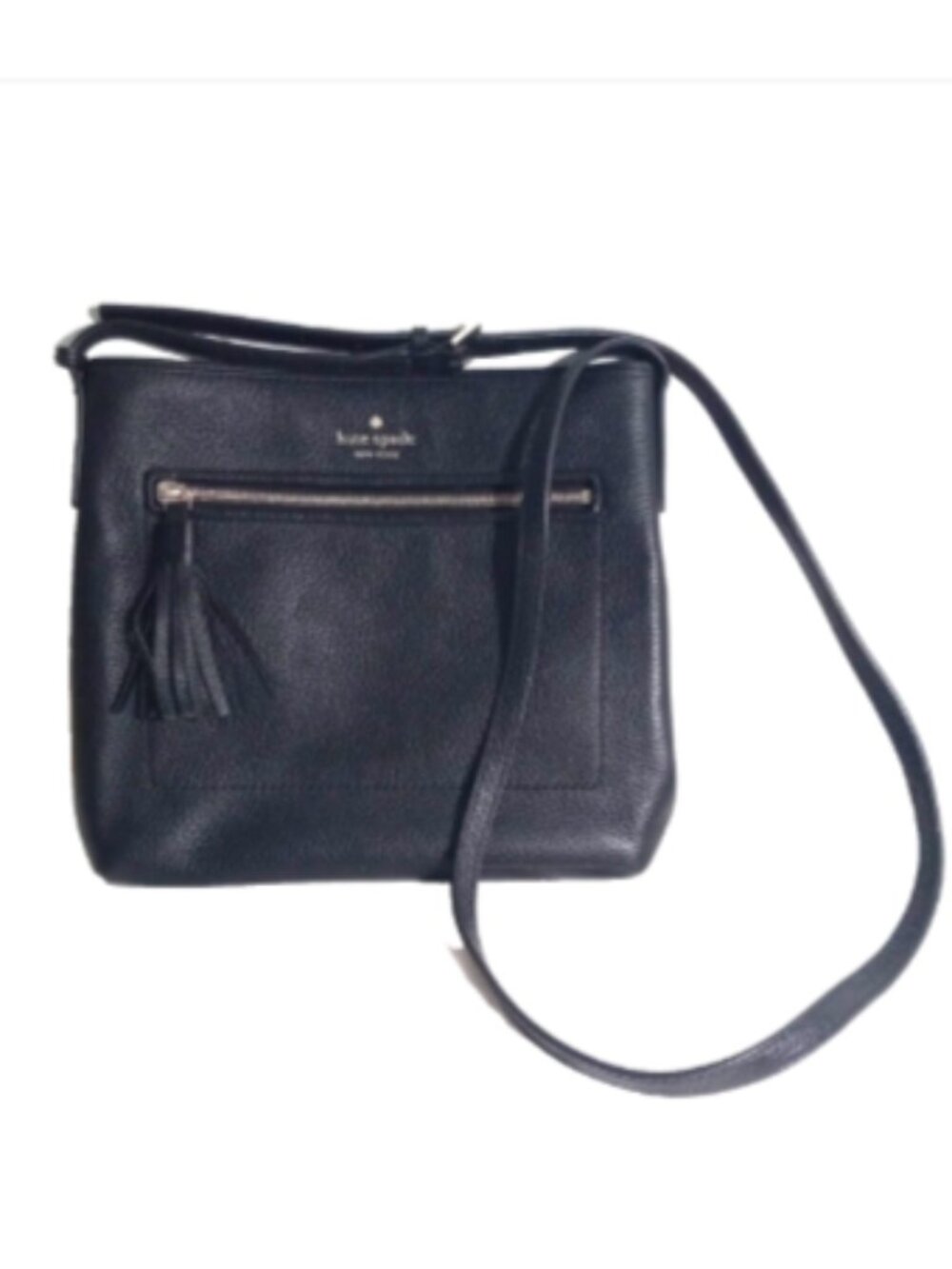 Kate Spade New York Black Pebbled Leather Crossbody Bag Tassel NWOT